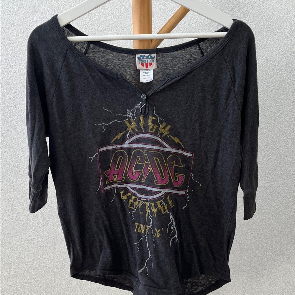 Junk Food Clothing Charcoal AC/DC High Voltage Long Sleeve Tee